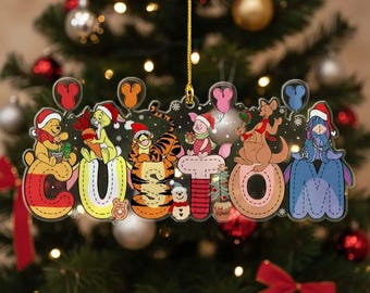 Adorno navideño personalizado de Disney Pooh y sus amigos, adorno acrílico de Disney con nombre personalizado, regalo de Navidad de Winnie the Pooh, adorno decorativo para el hogar