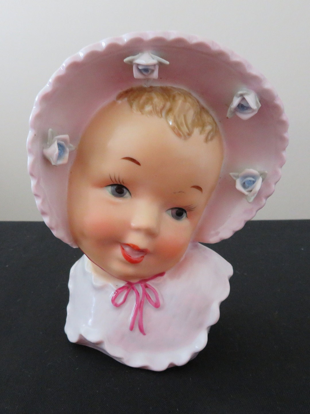 Vintage Ucagco Baby Head Vase Pink Nursery Baby Shower Exc Condition Etsy