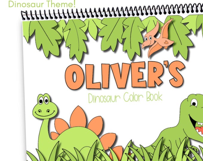 Personalized Dinosaur Coloring Book - Kids Activity, Birthday Gift