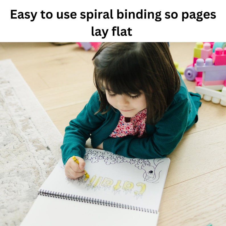 Image says Easy to use spiral binding so pages lay flat.
