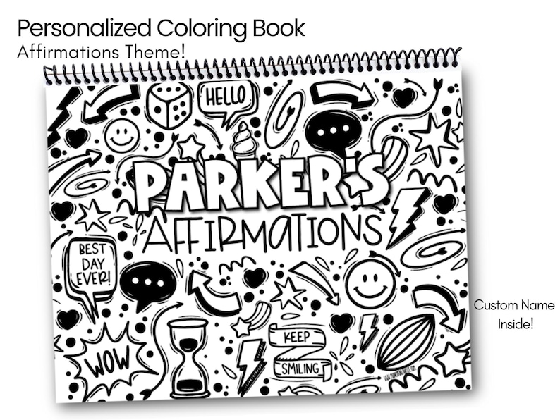 Personalized Affirmations Coloring Book – Positive Thinking Gift for Teens 画像 1
