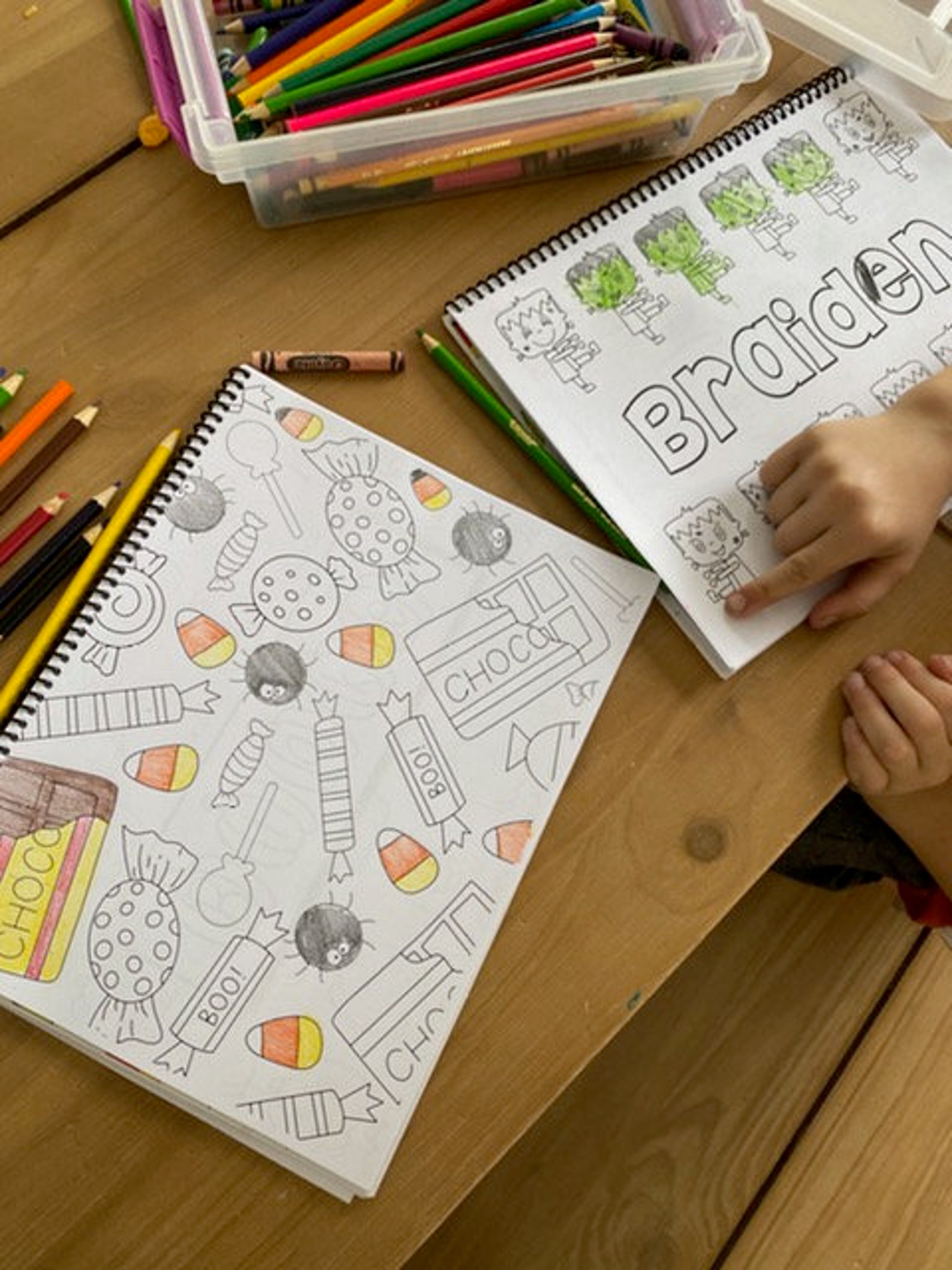 Personalized Kids Coloring Book Cute Halloween Coloring - Etsy