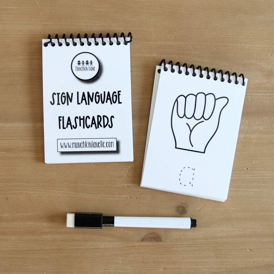Dry Erase Flashcards Sign Language Reusable Laminated Etsy