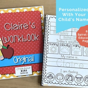 Personalized Preschool Workbook with Calendar and Emotion Activity, Preschool gift & Back to School Prep, Pre-K Busy Binder and Curriculum