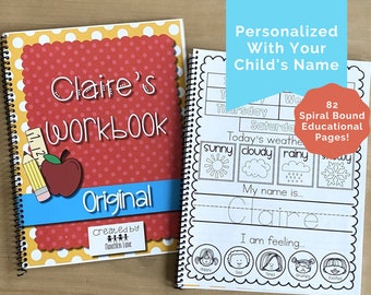 Personalized Preschool Workbook with Calendar and Emotion Activity, Preschool gift & Back to School Prep, Pre-K Busy Binder and Curriculum