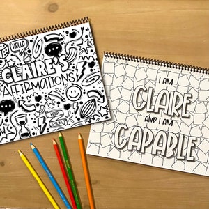 Personalized Affirmation Color Book For Kids - Personalized Gift for Kids - Geometric Shapes Coloring Pages - Fun Children&#39;s Activity