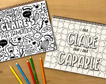 Personalized Affirmation Color Book For Kids - Personalized Gift for Kids - Geometric Shapes Coloring Pages - Fun Children's Activity