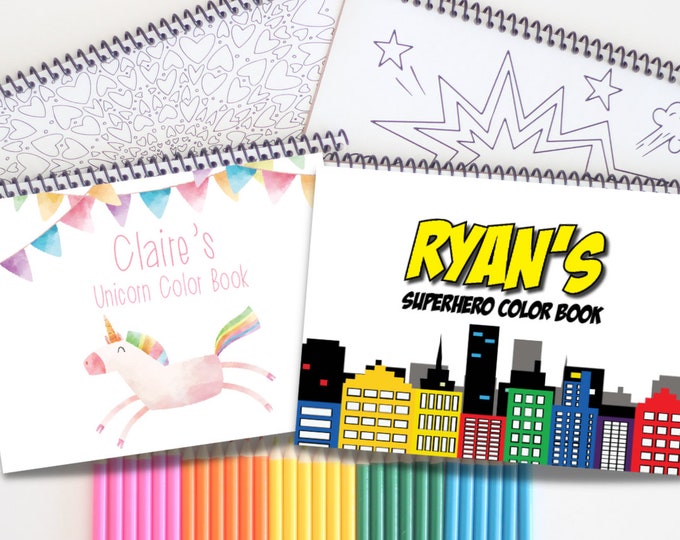 Personalized Kids Coloring book - Coloring Book for Girls & Boys - Personalized With Child's Name - Personalized kids gift with fun themes