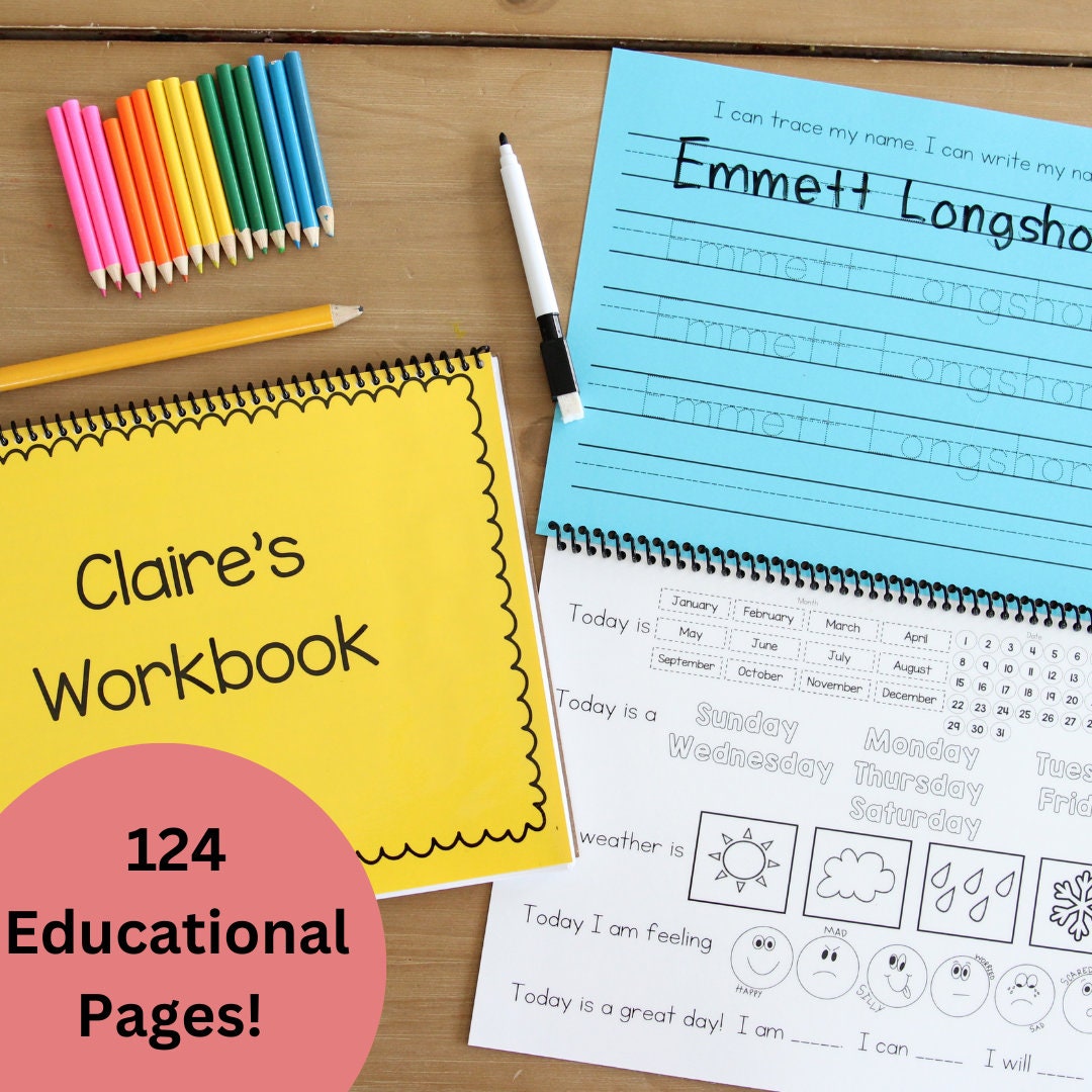 Homework Notebook Pre K Large Personalized Pre-k Workbook With Laminated Name Tracing ...