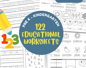 122 Pages Personalized Digital Worksheets for Prek-Kindergarten - Kindergarten Educational Activities - Name Tracing - Printable Learning