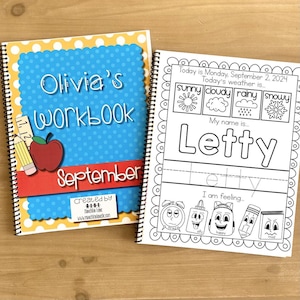 Toddler Personalized Workbook - Preschool readiness - Easy to Use Toddler Busy Book w/ Letter & Number practice and Simple Preschool Topics