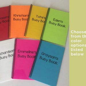 This is all the busy book color options laid out. The colors are red orange yellow green white pink and blue