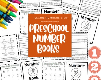 Printable Preschool and Toddler Number Books for Homeschool and Classroom Learning | Digital Download - Learn to Count - Preschool Worksheet