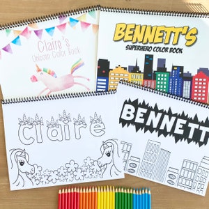 Personalized Kids Activity Coloring Book | Custom Name Coloring Book | Kids Activity Book Gift | 30 Themes