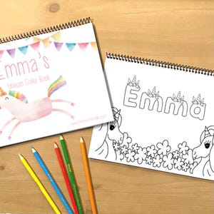 52 Pages Personalized Large Kid's Unicorn Color Book - Personalized Unicorn Theme Gift for Girls, Birthday - Personalized with Child's Name
