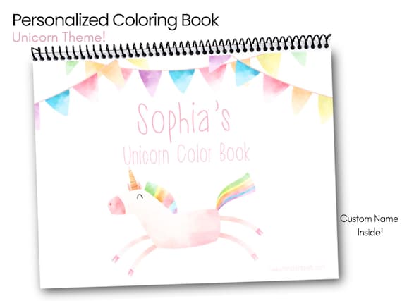 Personalized Unicorn Coloring Book – 52 Pages, Custom Name Gift