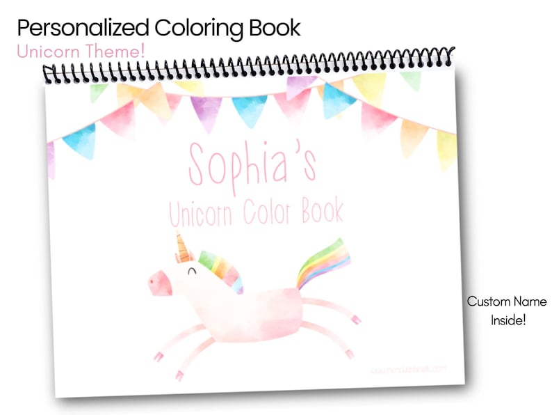 Personalized Unicorn Coloring Book – 52 Pages, Custom Name Gift image 1