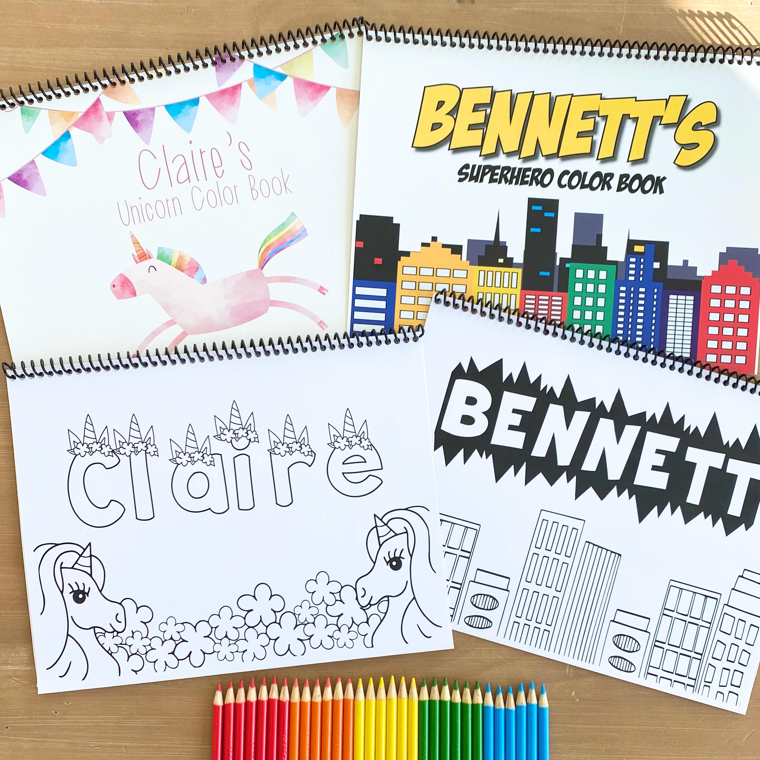 Personalized Coloring Book for Kids | Custom Name Coloring Book | Back to School Activity | Kids ABC Book | 30 Themes Dinosaurs Unicorns