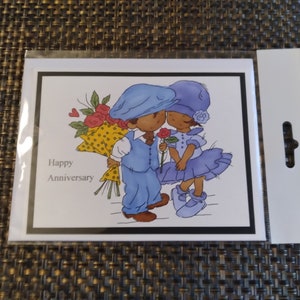 Handmade anniversary card, hand stamped,homemade greeting card; handmade greeting card; handmade note card; blank note card