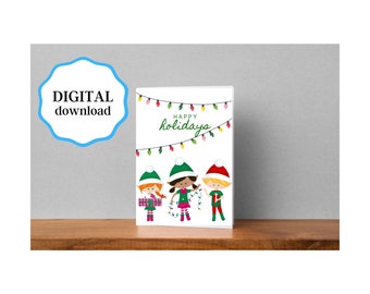 Cartão de Natal dos Elfos: Cartão de Natal para Imprimir em PDF