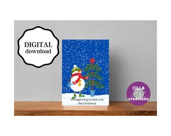 Snowman Christmas Card: Holiday Greetings (PDF Download)