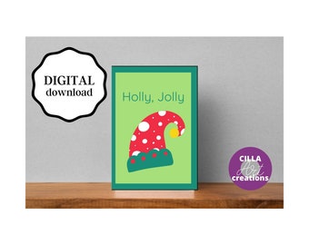 Holly Jolly Christmas Card: Festive Stocking Printable Design