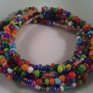 Beaded Lanyard/Necklace, 24 inches, Beaded ID Necklace; Beaded Badge Holder; Beaded Lanyard, Bead Confetti Necklace, Bead Soup Necklace