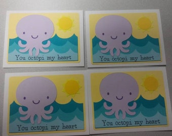 handmade octopus card, Octopus love card, you octopi my heart card, cricut create a critter card, valentine's day card, homemade notecard