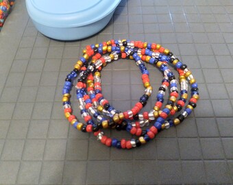 Handmade beaded stretch seed bead bracelet, Nick's swag mix. Single bracelet, stackable bracelets, 6/0 beads, 4mm