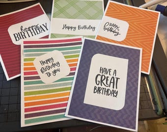 Handmade Birthday Card Set | Assorted Colorful Greetings, 5 Cards Included