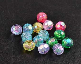 6mm Acrylic Faceted Oval Beads, Faceted Acrylic Beads 6mm, Mixed AB Color