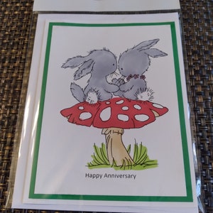 Handmade anniversary card, hand stamped,homemade greeting card; handmade greeting card; handmade note card; blank note card