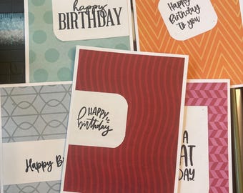 Handmade Birthday Cards | Assorted Colorful Designs, Blank Interior (Set of 5)