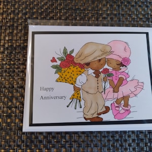 Handmade anniversary card, hand stamped,homemade greeting card; handmade greeting card; handmade note card; blank note card