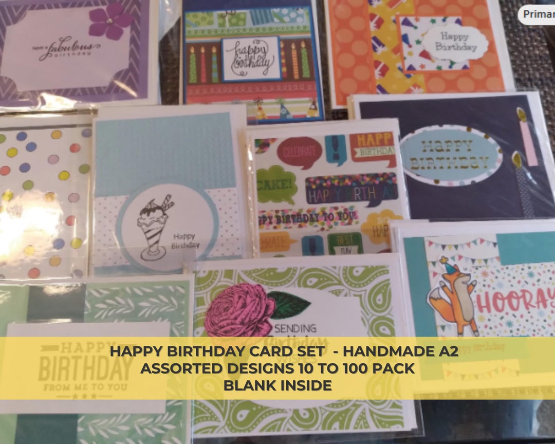 Handmade Birthday Card Set: Assorted Designs, Bulk Pack - Etsy