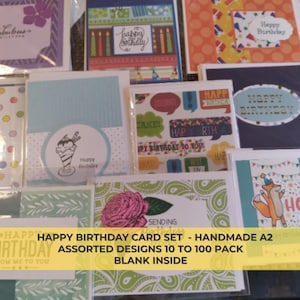 Happy Birthday Cards – Handmade Greeting Card Set (10, 25, 50, or 100) | Assorted Designs, Blank Inside, Bulk Card Pack