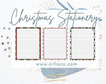 Holiday Letter Paper, Red and Green Printable Stationery (8.5x11 PDF)