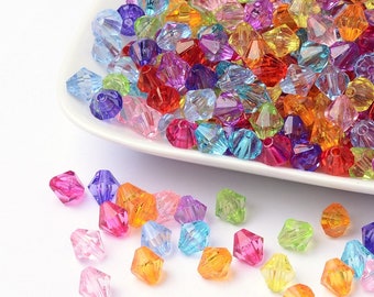 8mm Acrylic Bi-cone Beads, Faceted Acrylic Beads 8mm, Mixed Color