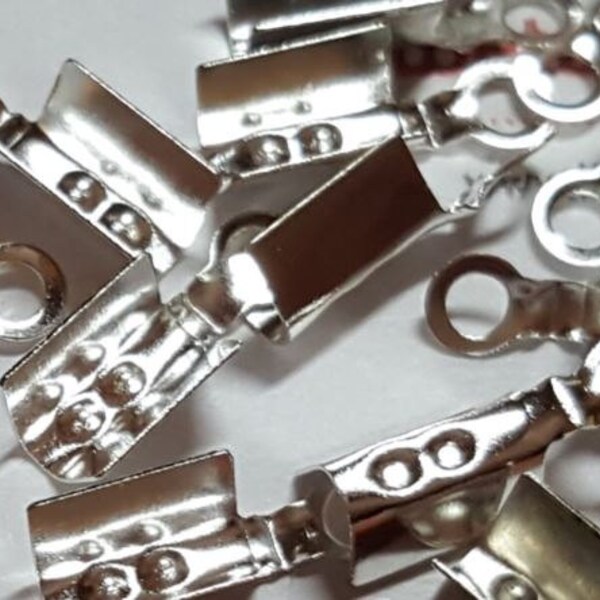 Small silver color Cord Tips, 8x4mm, Hole: Approx 2mm, nickel, lead & cadmium free, jewelry and beading supplies, DIY necklaces, bracelets