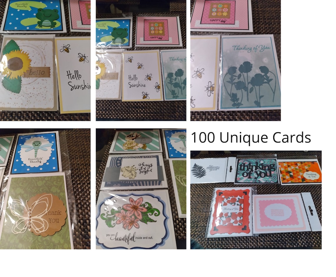 100 Hand Stamped Cards Bulk Handmade Greeting and Note Card Etsy