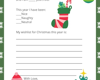 Printable Letter to Santa: Kids Christmas Wish List PDF