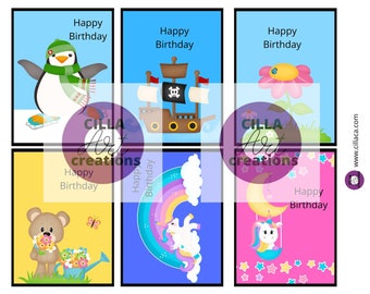 Handmade Digital Card Toppers for Card Making; Happy Birthday Set 1; DIY Card Making; Card Sentiments