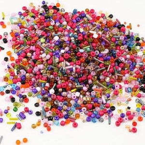 1lb bead destash, Colorful Mixed Seed Beads, mixed sizes 15/0-6/0, mixed colors and shapes, 450 grams, bead confetti, Bead Soup image 2