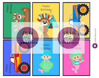 Handmade Digital Card Toppers for Card Making; Happy Birthday Set 4; DIY Card Making; Card Sentiments