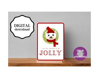 Polar Bear Christmas Card: 'Tis the Season Holiday Card (PDF)