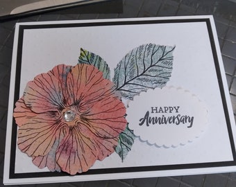 Anniversary Card: Handmade Floral Paper Craft (Blank, A2 Size)