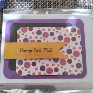 Happy fall notecard, handmade fall greeting card, fall A2 card, homemade greeting card