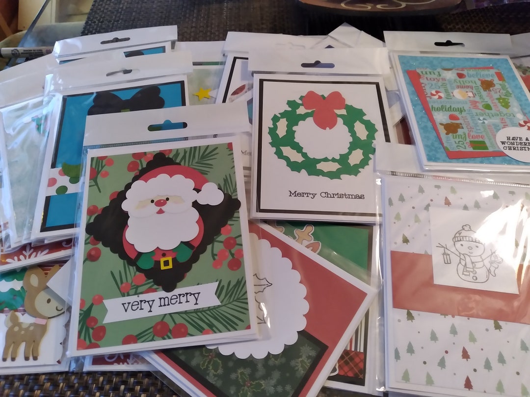 40 Unique Assorted Christmas Cards, Handmade Christmas Cards, Bulk