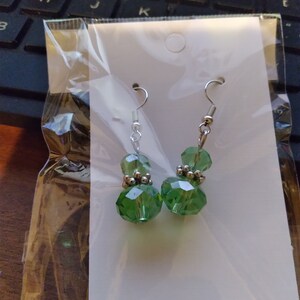 Sparkling Green, Sparkling Crystal Earrings, Green Crystal Dangle Earrings, Faceted Drop Earrings, Gift for her, Beaded Crystal Earrings