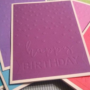 Cartões de feliz aniversário, cartões de aniversário caseiros em massa de 10, cartão de aniversário em relevo feito à mão, conjunto de cartões de aniversário coloridos; cartão de felicitações,